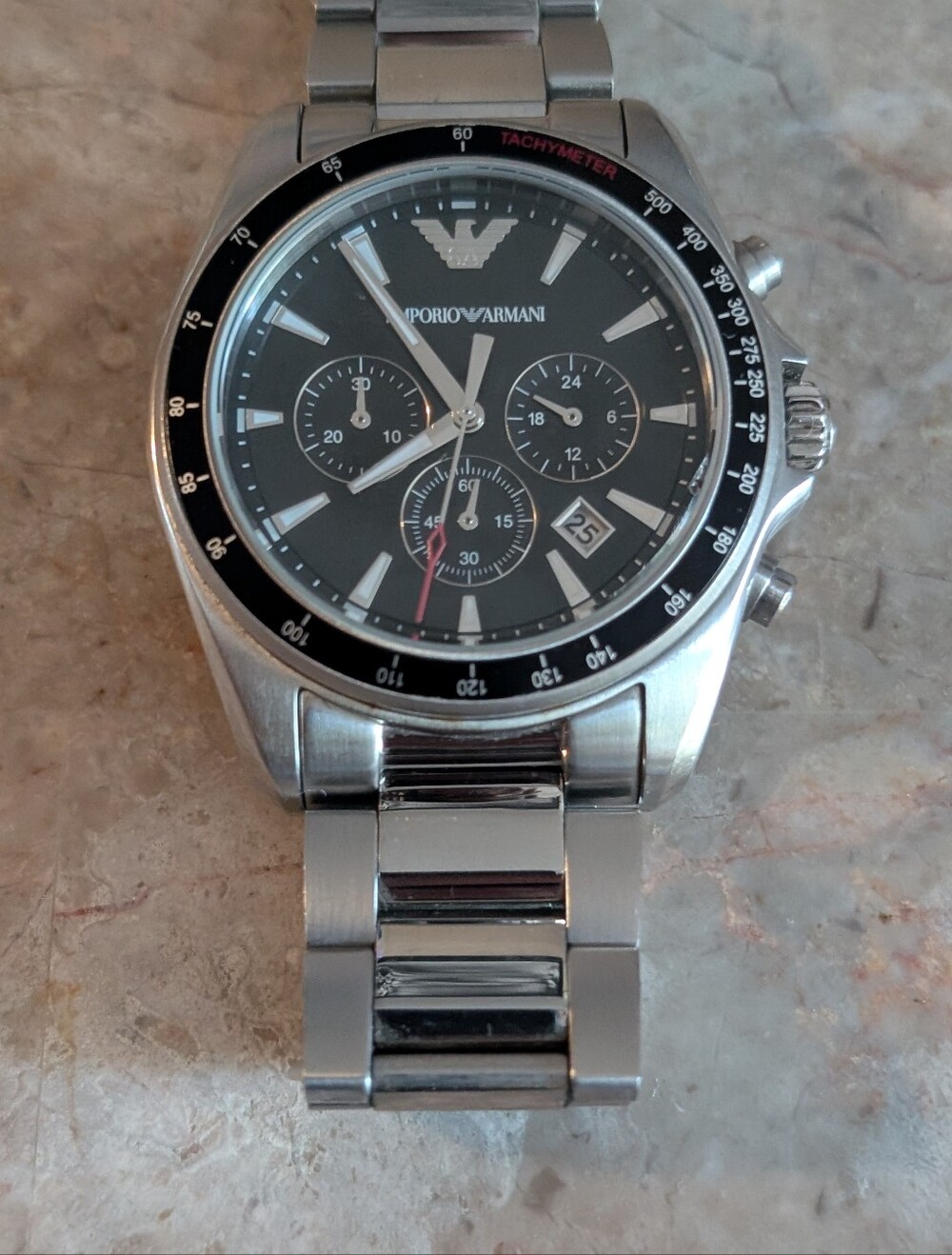 Emporio Armani Men's Quartz Watch Style #AR6098 Black Dail Silver